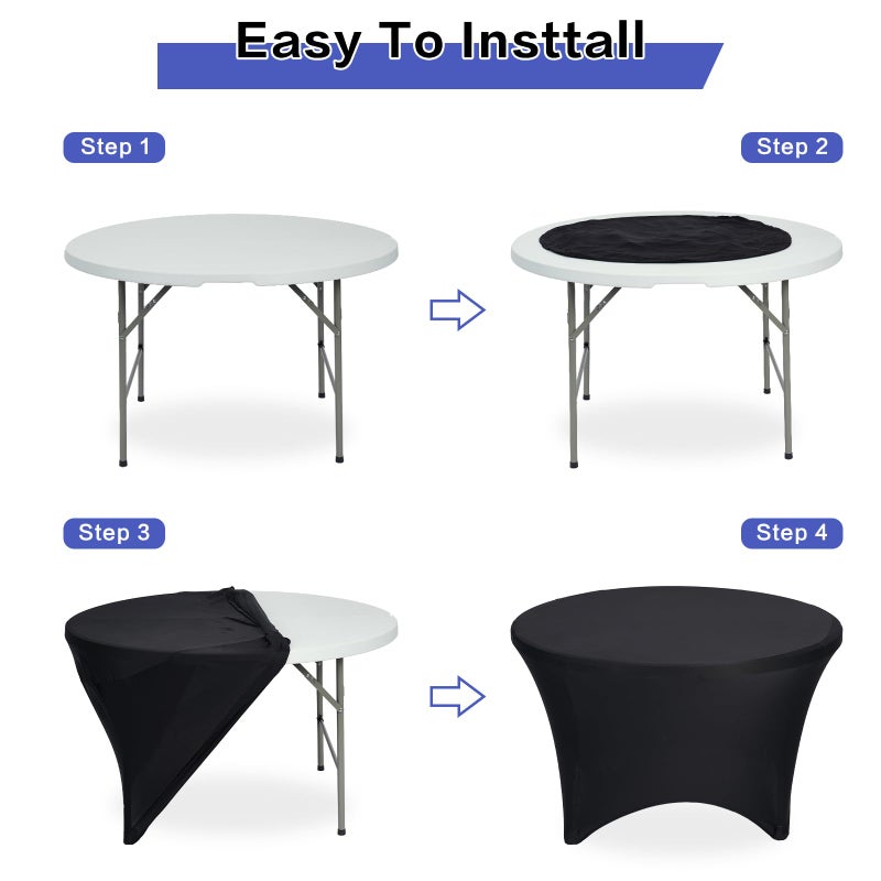 GFCC 4FT Table Black Round Stretch Tablecloth Spandex Fitted Stretchable Elastic Tablecloth - Image 5